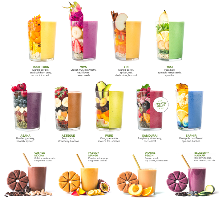 All of Evive's different flavours
